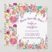 Boho Pastel Water Color Floral Save the Date (Voorkant / Achterkant)