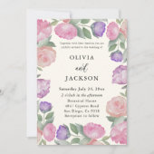 Boho Pastel Waterverf Bloemen Bruiloft Kaart (Voorkant)