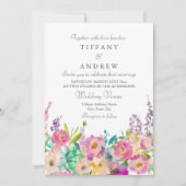 Boho Pastel Waterverf Floral Wedding Kaart (Voorkant)