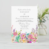 Boho Pastel Waterverf Floral Wedding Kaart (Staand voorkant)