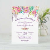 Boho Pastel Waterverf Floral Wedding Kaart (Staand voorkant)