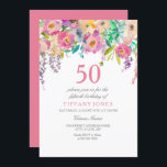 Boho Pastel Waterverf Flowers 50th Birthday Party Kaart<br><div class="desc">Boho Pastel Waterverf Flowers 50th Birthday Party Uitnodiging prachtige elegante florale waterverf design Volledig  / gepersonaliseerd</div>