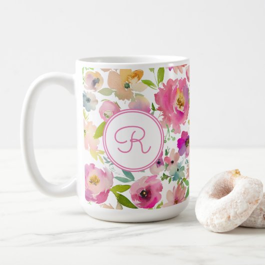Boho Pastel Waterverf Koffiemok (Met donut)