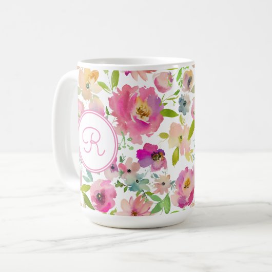 Boho Pastel Waterverf Koffiemok (Voorkant links)