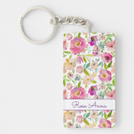 Boho Pastel Waterverf Sleutelhanger (Voorkant)