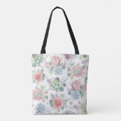 Boho Pastel Waterverf Succulenten Bloemenpatroon Tote Bag (Achterkant)