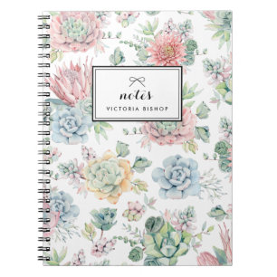 Boho Pastel Waterverf Succulents Patroon Notitieboek