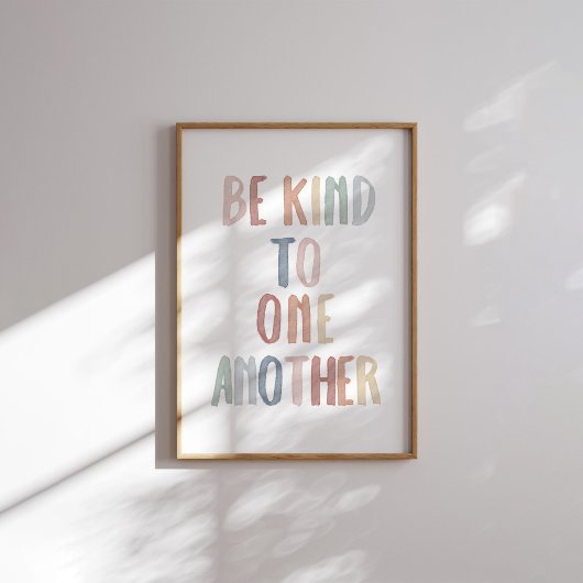 Boho pastel wees vriendelijk voor elkaar afdrukken poster