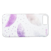 *~* Boho Pastel White & Lavender Feather Stippen Case-Mate iPhone Case (Achterkant (Horizontaal))