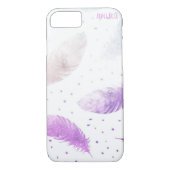 *~* Boho Pastel White & Lavender Feather Stippen Case-Mate iPhone Case (Achterkant)