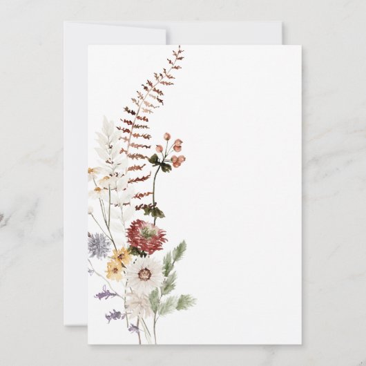 Boho Pastel Wildbloemen Modern Bloemen Bruiloft Kaart (Achterkant)