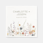 Boho Pastel Wildbloemen Modern Bloemen Bruiloft Servet (Voorkant)