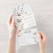 Boho Pastel Wildbloemen Modern Bloemen Diner All In One Uitnodiging (Afscheurbaar)