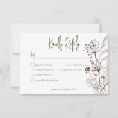 Boho Pastel Wildbloemen Modern Bloemen Drie Diner RSVP Kaartje (Voorkant)