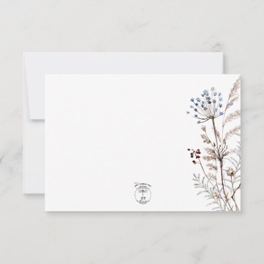 Boho Pastel Wildbloemen Modern Bloemen Twee Diner RSVP Kaartje (Achterkant)