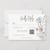 Boho Pastel Wildbloemen Modern Floral QR-code RSVP Kaartje (Voorkant)