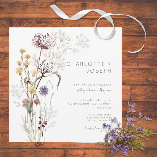 Boho Pastel Wildbloemen Moderne Bloemen Kaart