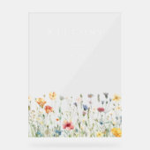 Boho Pastel Wilde Bloem Bruiloft Welkom Acryl Bord (Voorkant)