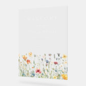 Boho Pastel Wilde Bloem Bruiloft Welkom Acryl Bord (Hoek)