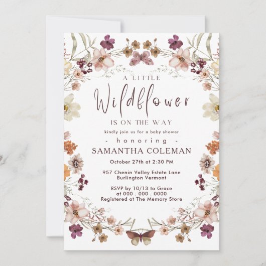 Boho Pastel Wildflower Thema Modern Baby shower Kaart (Voorkant)