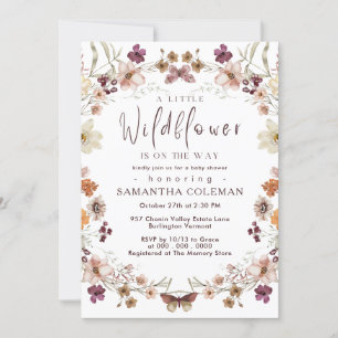 Boho Pastel Wildflower Thema Modern Baby shower Kaart