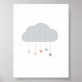 Boho pastelwolk en sterrenprint poster (Voorkant)
