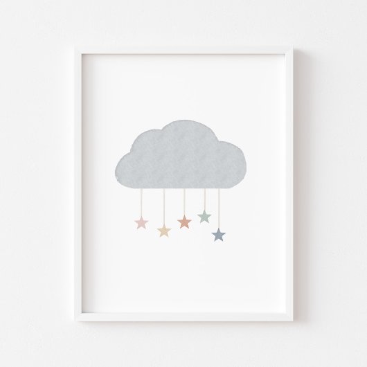Boho pastelwolk en sterrenprint poster