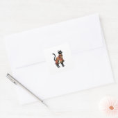 Boho Patchwork Kat Folk Art Sticker (Envelop)