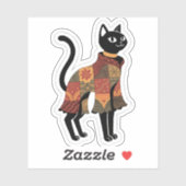 Boho Patchwork Kat Folk Art Sticker (Vel)