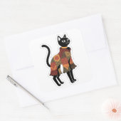 Boho Patchwork Kat Volkskunst Sticker (Envelop)