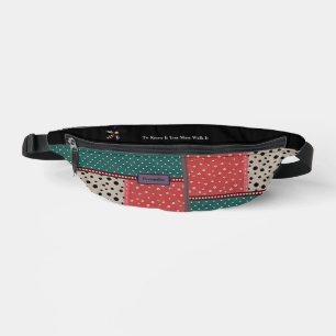 Boho Patchwork Patroon Rood Groen Zwarte Hond Walk Heuptasje
