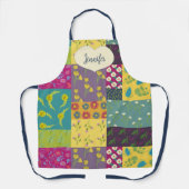 Boho Patchwork Quilt en hartvorm gepersonaliseerd Schort (Voorkant)