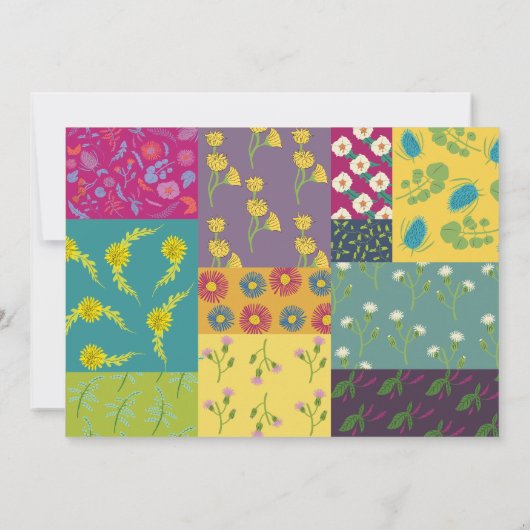 Boho Patchwork Quilt en Heart Shape Bruiloft Kaart (Achterkant)