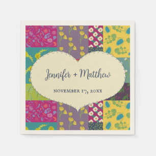Boho Patchwork Quilt en Heart Shape Bruiloft Servet
