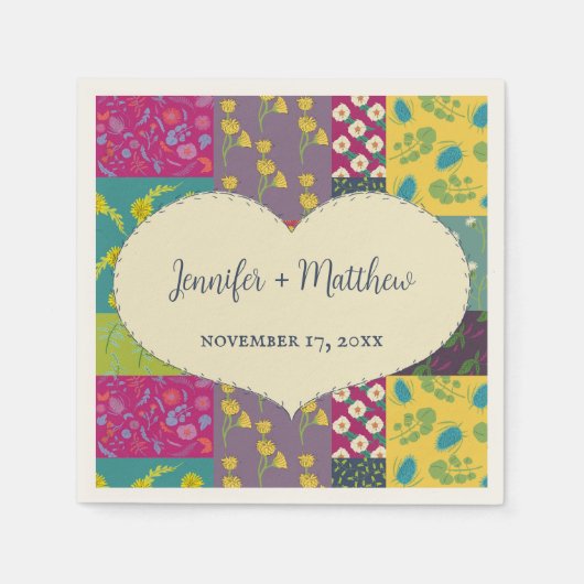 Boho Patchwork Quilt en Heart Shape Bruiloft Servet (Voorkant)