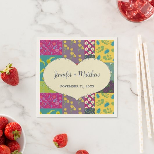 Boho Patchwork Quilt en Heart Shape Bruiloft Servet (Insitu)