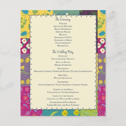 Boho Patchwork Quilt Maximalistisch trouwprogramma (Achterkant)