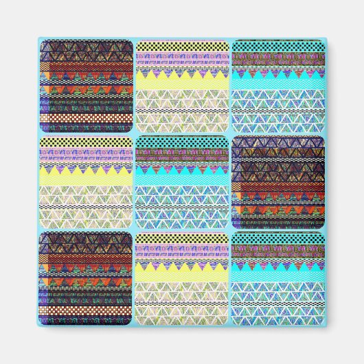 Boho Patchwork van Tribal Ethnic Stripes Magneet (Voorkant)