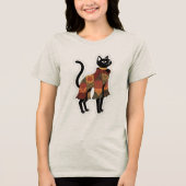 Boho Patchwork Zwarte Kat Grafische T-shirt (Voorkant)