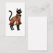 Boho Patchwork Zwarte Kat Wenskaart Visitekaartje (Voorkant / Achterkant)