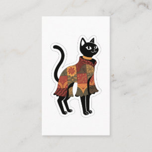 Boho Patchwork Zwarte Kat Wenskaart Visitekaartje