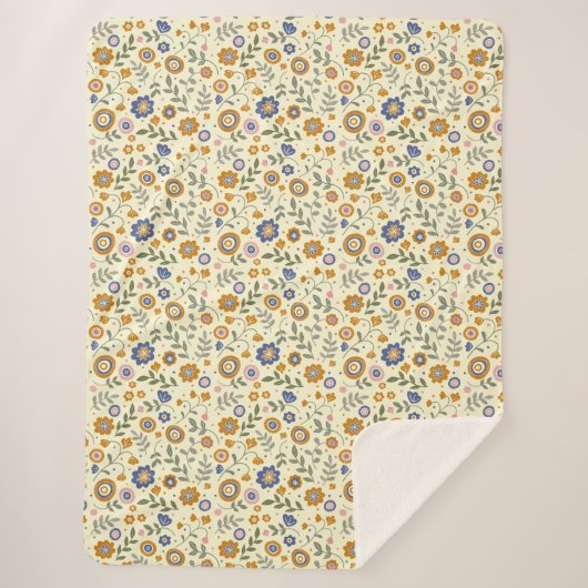 Boho patroon 01.w Lyellow BG Sherpa Deken (Voorkant)