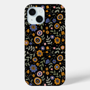 Boho patroon 01.w Zwart BG iPhone 15 Case