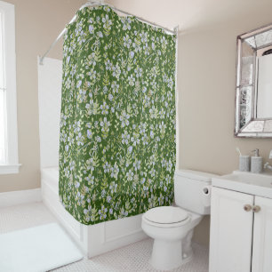 Boho patroon 02.w Bloemen op D Groen BG Douchegordijn