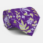 Boho patroon 02.w Bloemen op D Paarse BG Stropdas (Opgerold)