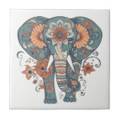 Boho patroon bloemenolifant tegeltje (Voorkant)
