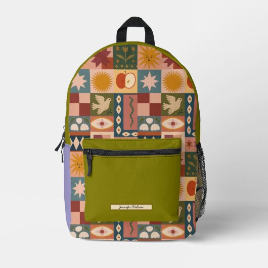 Boho patroon Celestial School Bedrukte Rugzak (Voorkant)