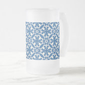 Boho-patroon in blauw – Elegant & Stout Matglas Bierpul (Voorkant rechts)