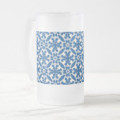 Boho-patroon in blauw – Elegant & Stout Matglas Bierpul (Voorkant links)