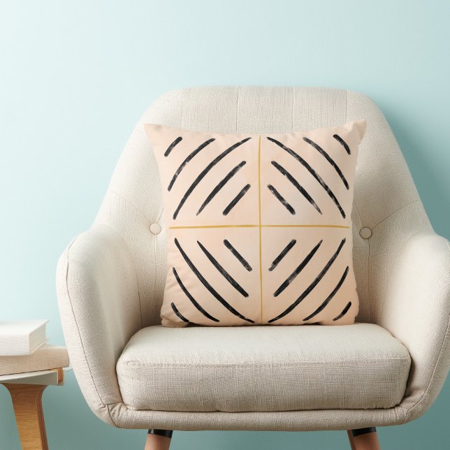 Boho patroon neutraal zwart en crème vrouwelijk kussen (Creator heeft geüpload)